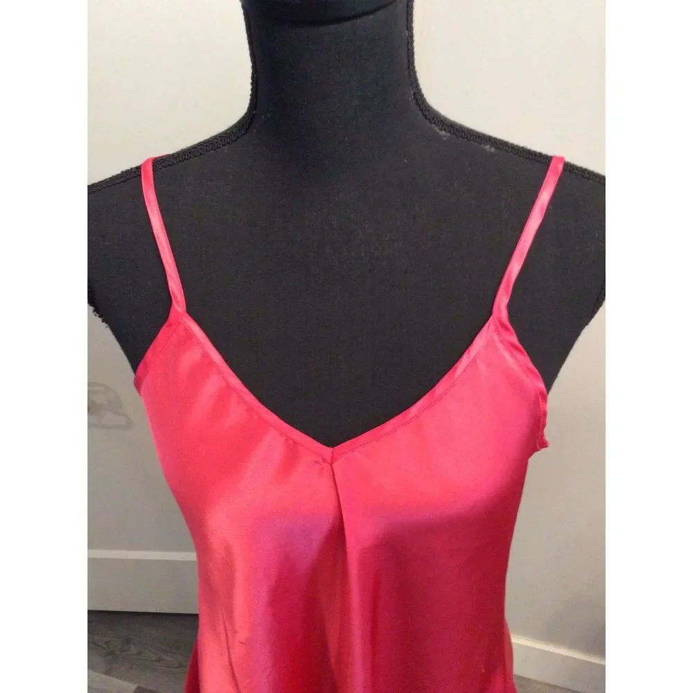Hot Pink Lingerie Slip Dress Size Small S Spaghetti Straps V Neck